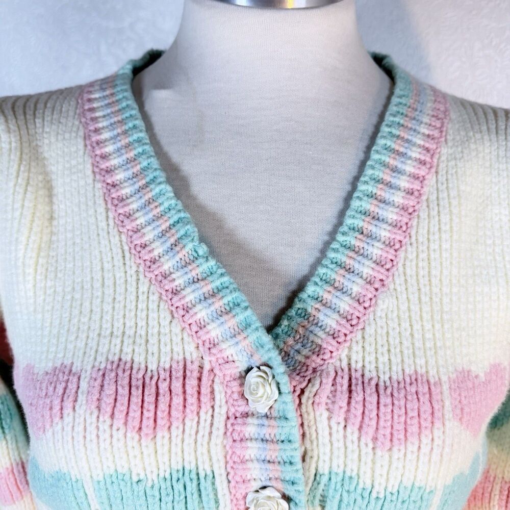 LoveShackFancy sz S Buena Heart Cropped Cardigan READ - Picture 3 of 16